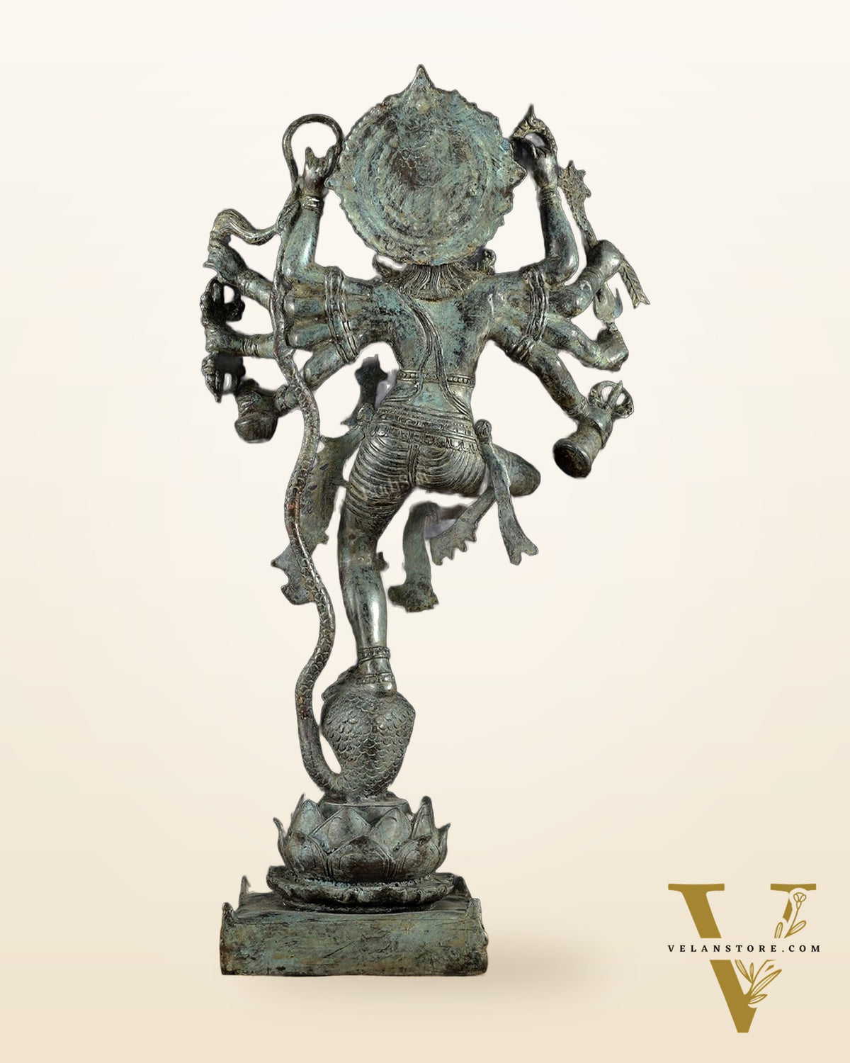Bronze Dancing Krishna on Kaliya Naag Sculpture – 25" lost wax