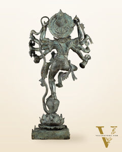Bronze Dancing Krishna on Kaliya Naag Sculpture – 25" lost wax