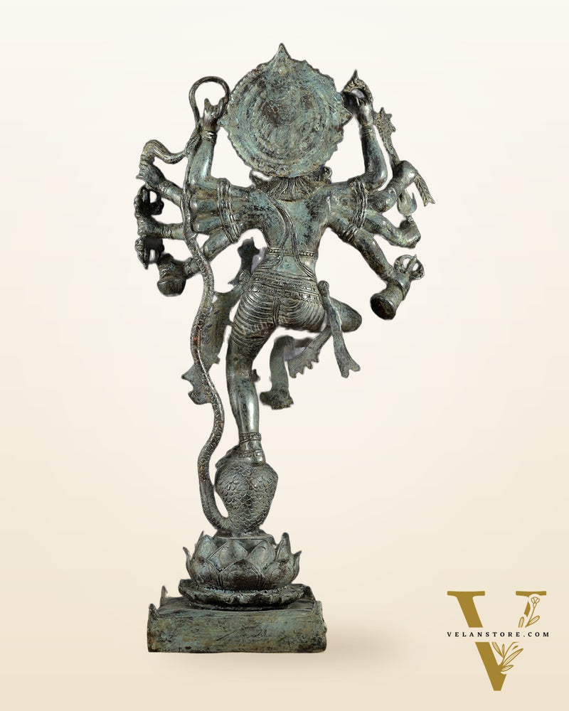Bronze Dancing Krishna on Kaliya Naag Sculpture – 25" lost wax