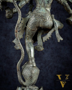 Bronze Dancing Krishna on Kaliya Naag Sculpture – 25" lost wax
