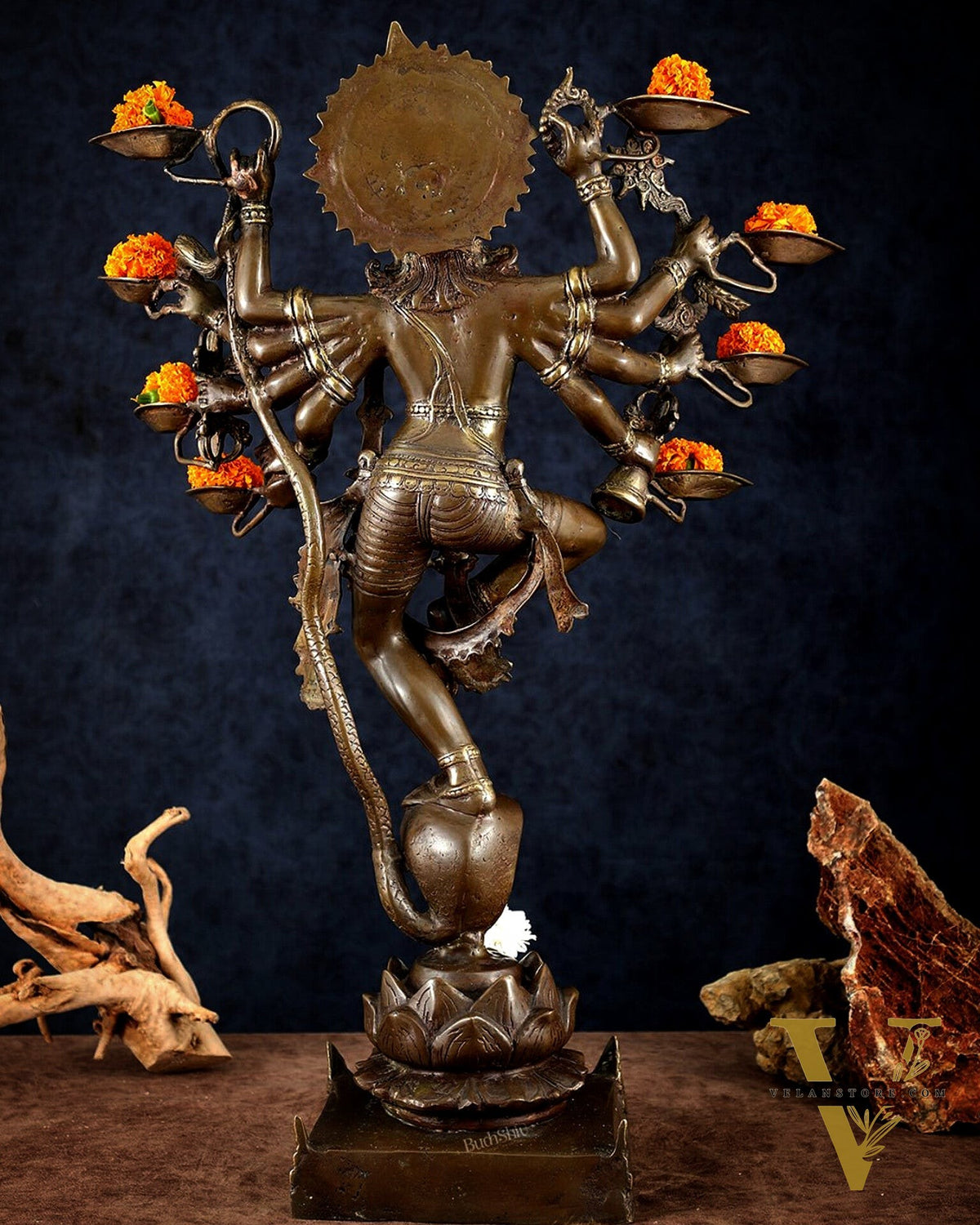 Bronze Dancing Krishna with Diyas in hands Sculpture – 26" Height, Lost Wax Casting