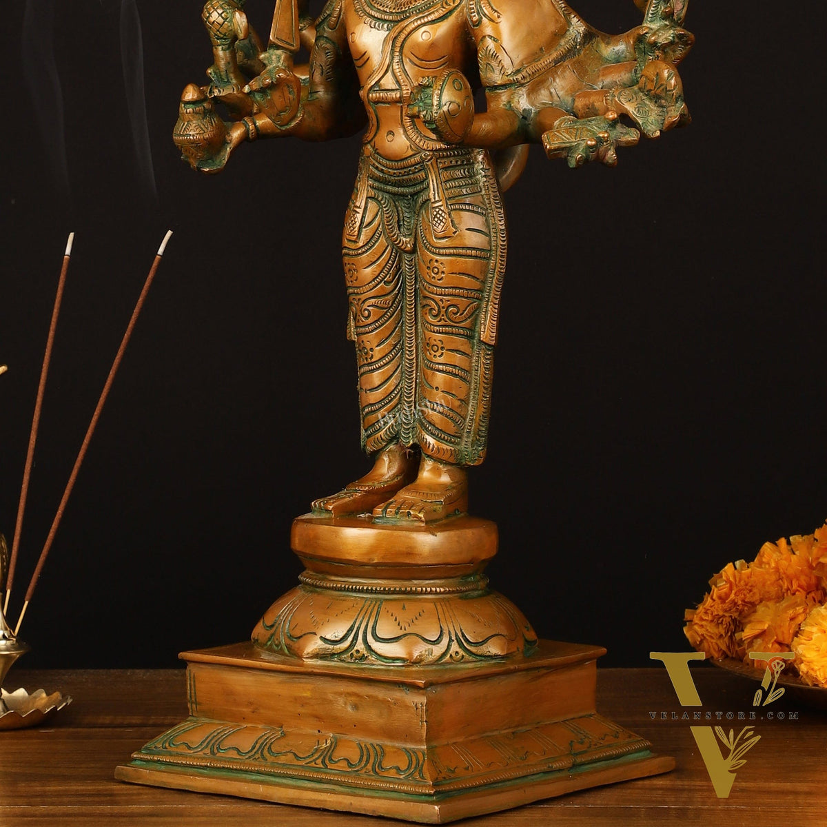 Bronze Finish Brass Lord Panchmukhi Hanuman Statue - 22 Inch
