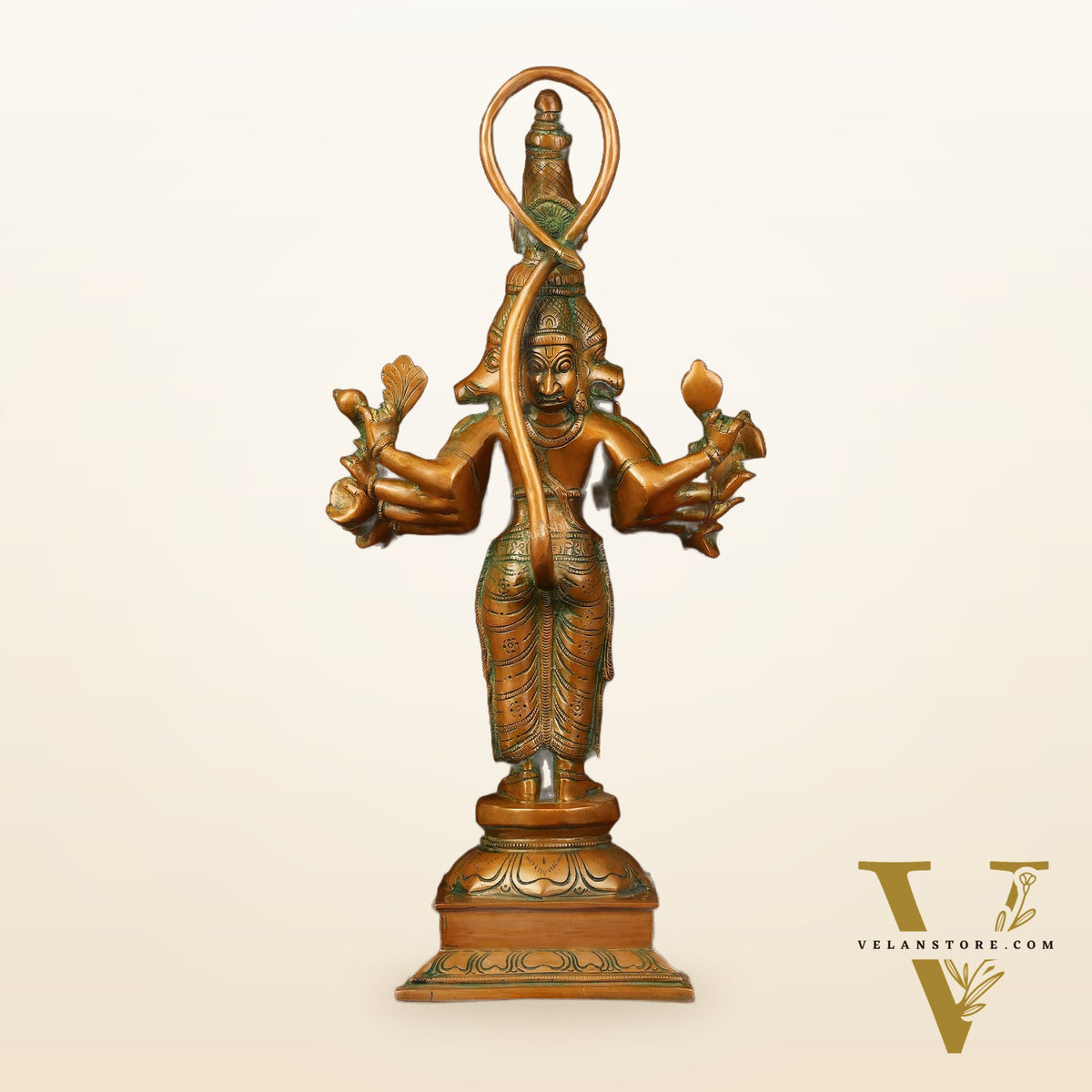 Bronze Finish Brass Lord Panchmukhi Hanuman Statue - 22 Inch
