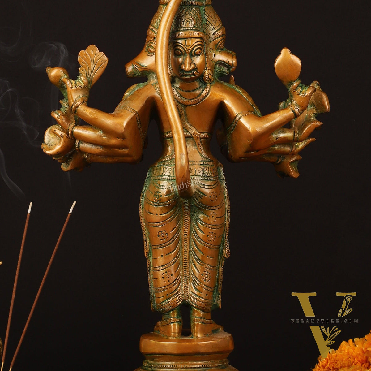 Bronze Finish Brass Lord Panchmukhi Hanuman Statue - 22 Inch