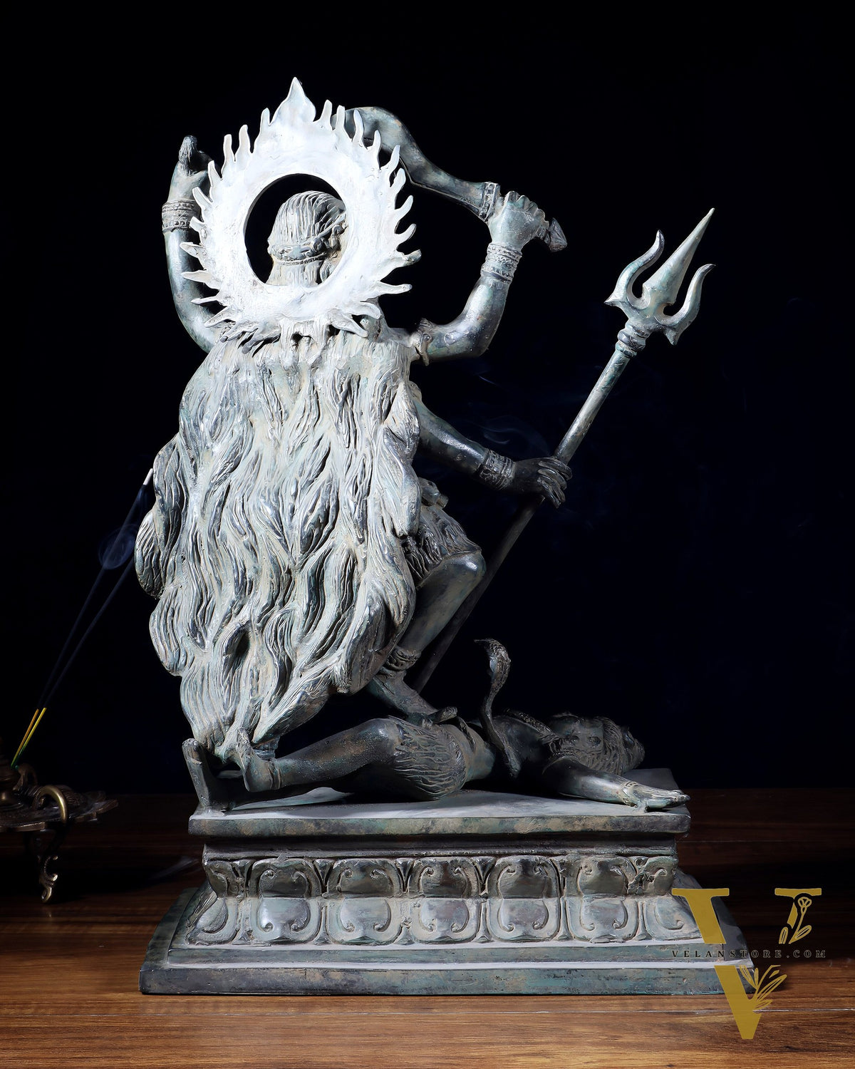 Bronze Kali Standing on Shiva | Indonesian Sculpture – 15.5"
