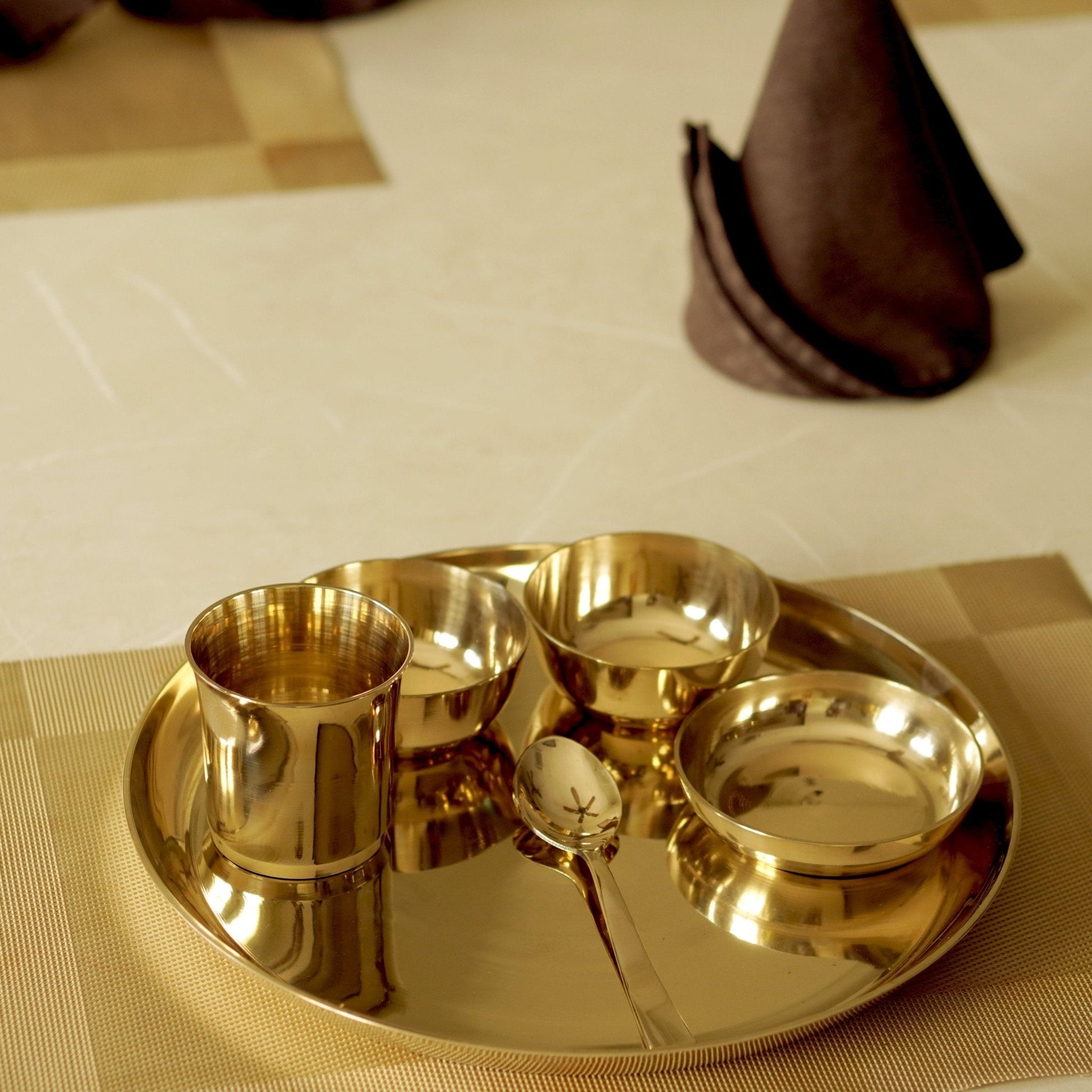 Bronze / Kansa Dinner Set Plain Glossy Finish (Set of 6)