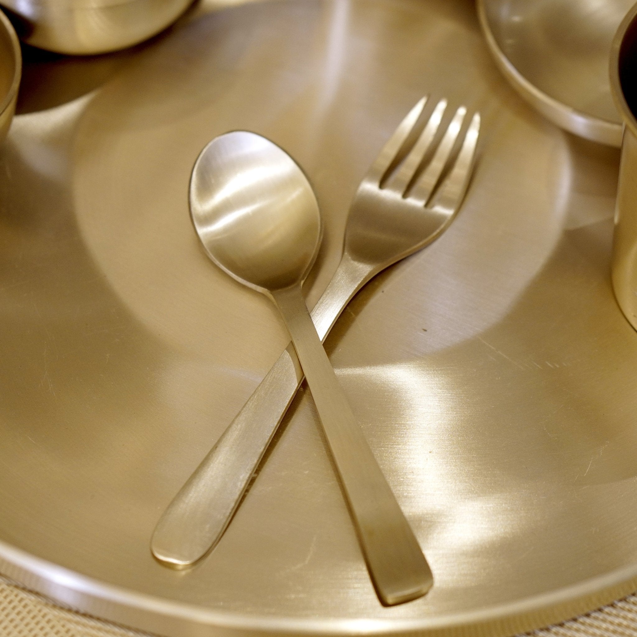 Bronze / Kansa Dinner Set  With Matt Finished | Thali, Bowl, Spoon and Glass