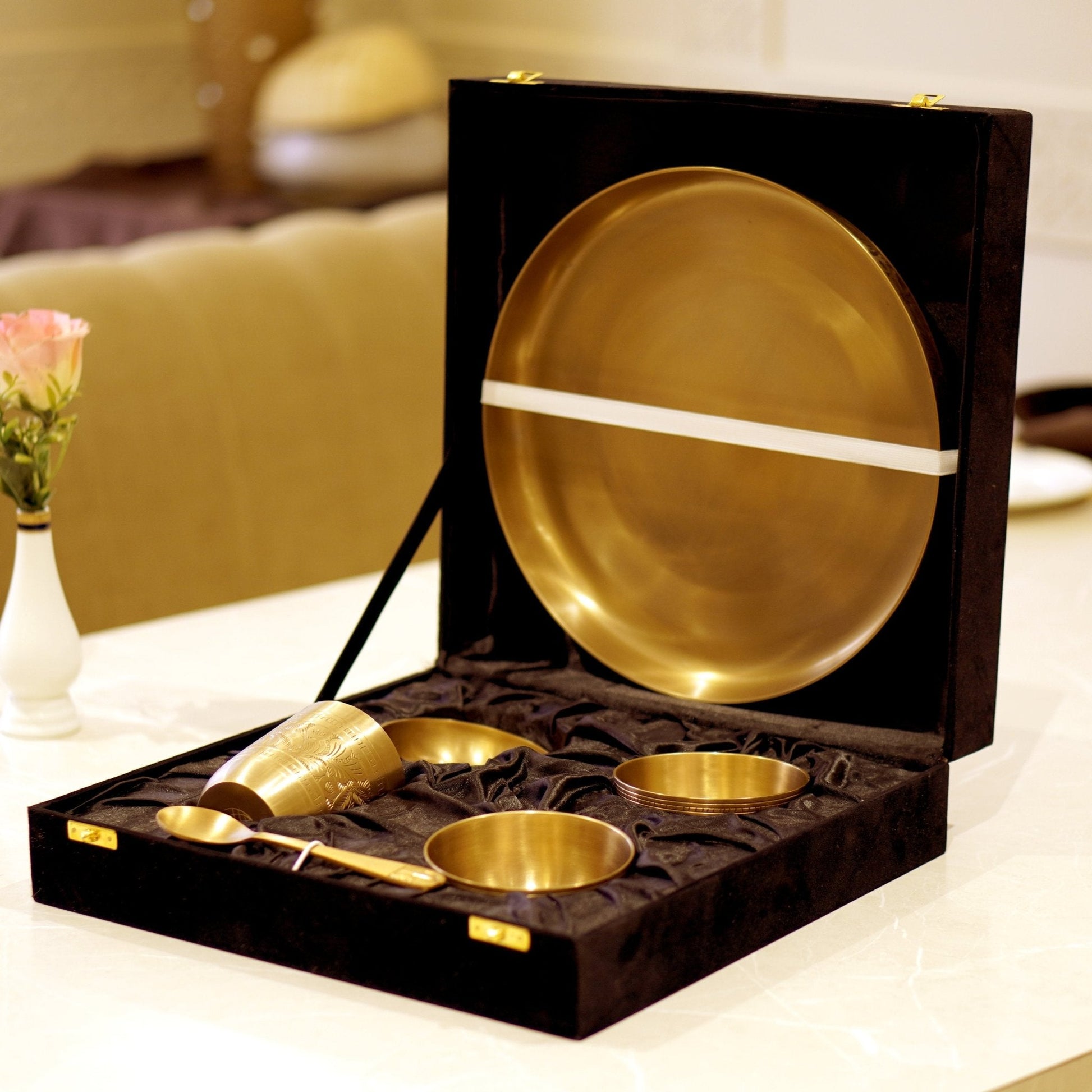 Kansa Engraved 6Pc Dinner Set with Velvet Box (11.5" Plate)