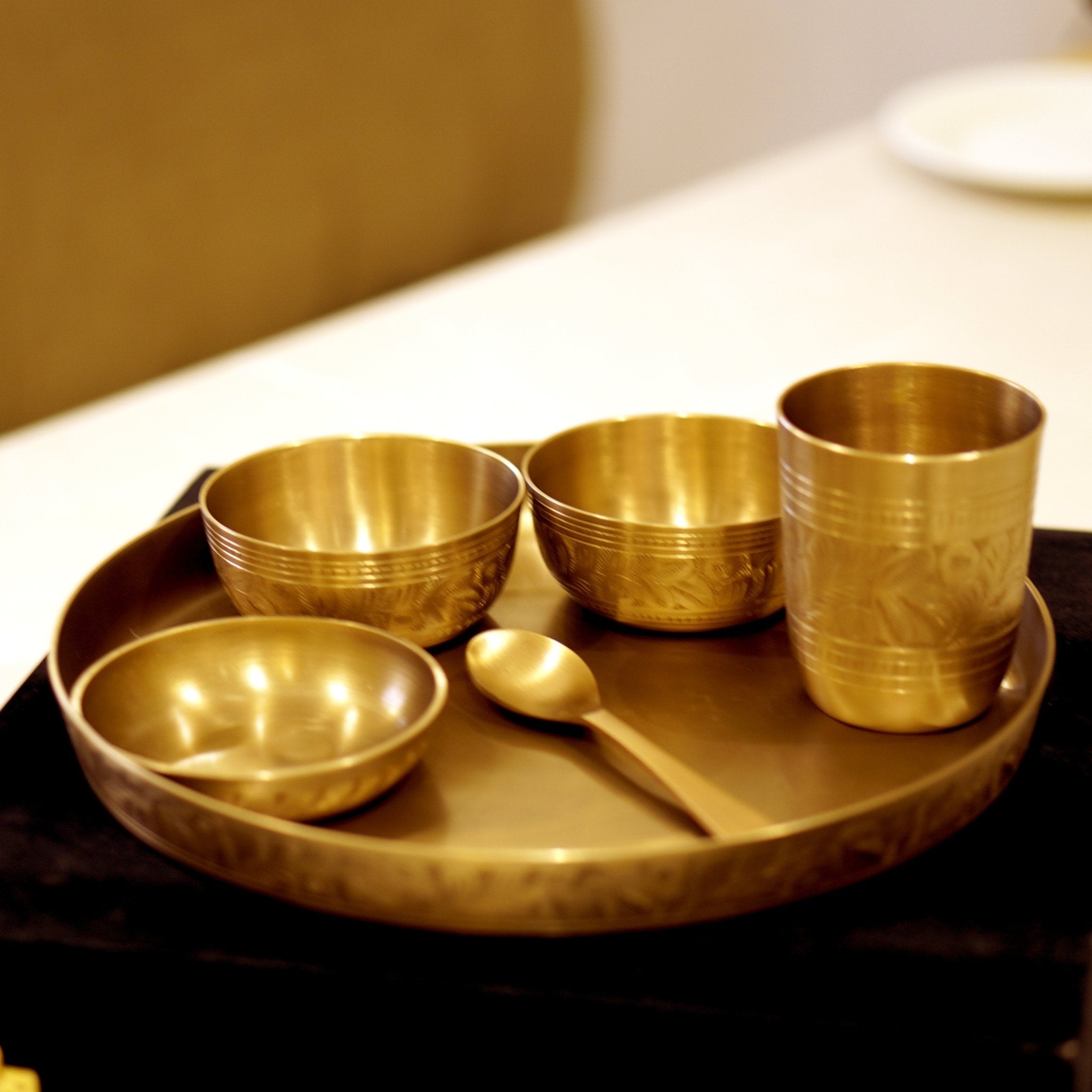 Kansa Engraved 6Pc Dinner Set with Velvet Box (11.5" Plate)