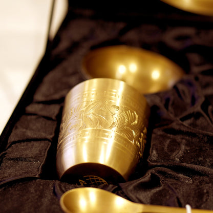 Kansa Engraved 6Pc Dinner Set with Velvet Box (11.5" Plate)