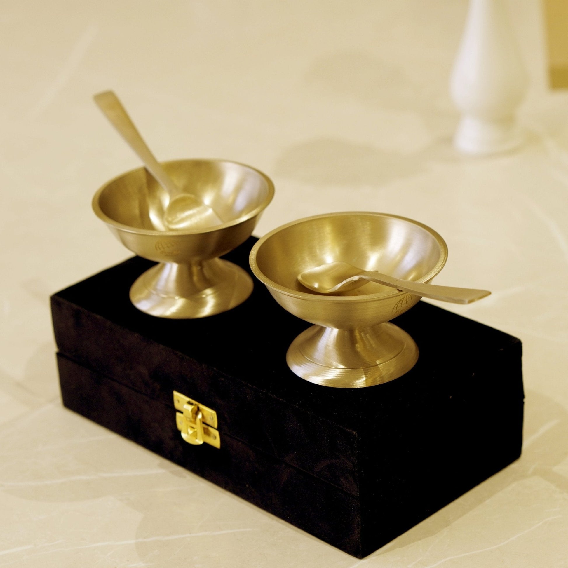 Bronze / Kansa Ice Cream Set with Velvet Box ( Set of 2 )
