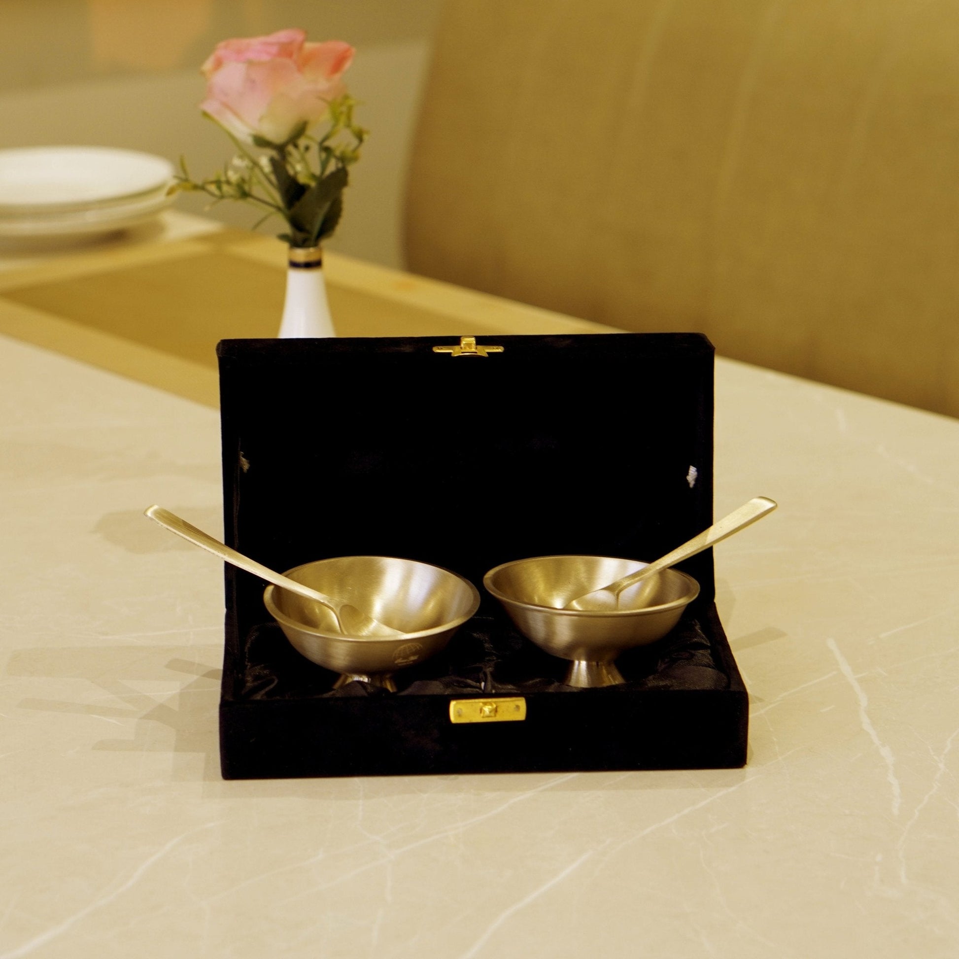 Bronze / Kansa Ice Cream Set with Velvet Box ( Set of 2 )