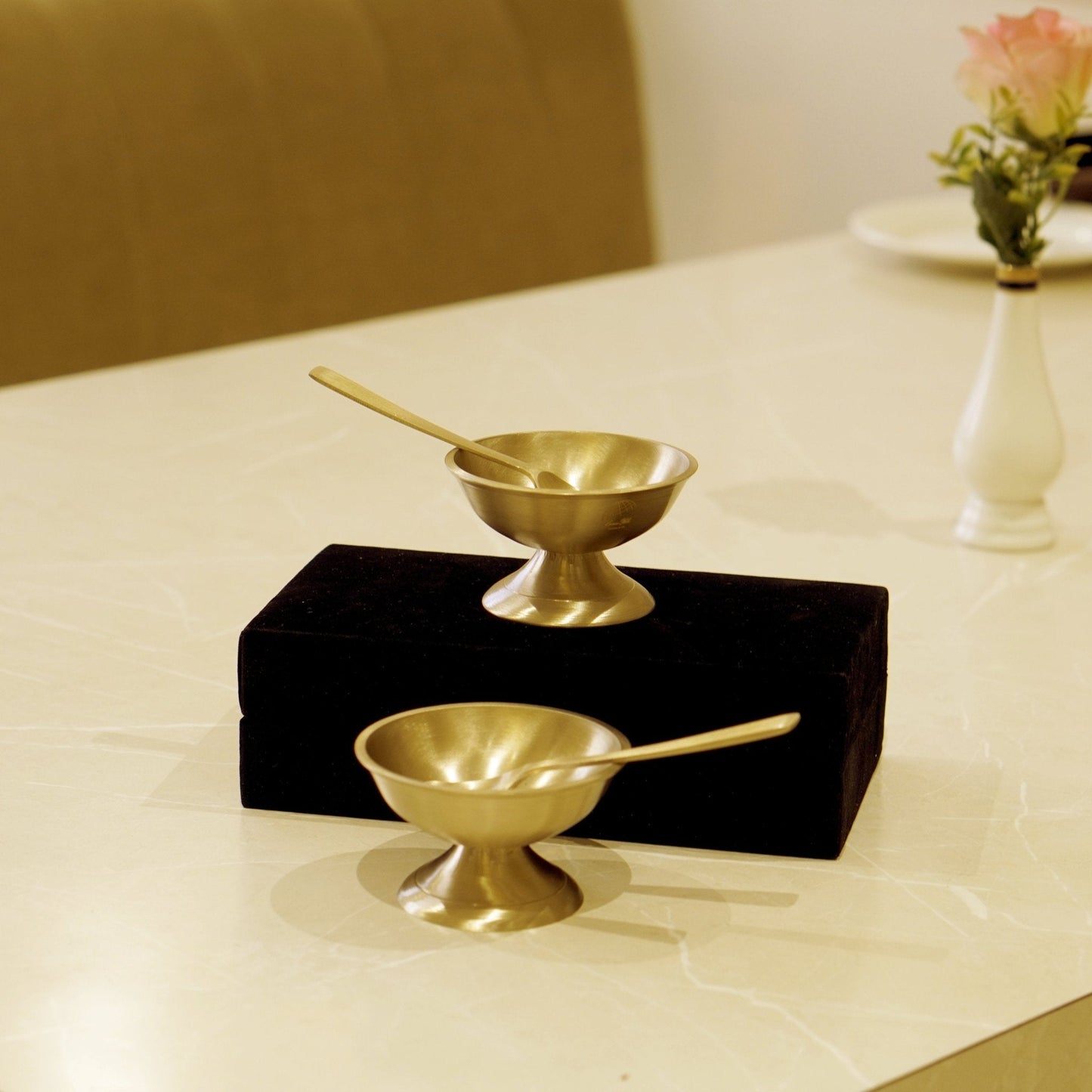 Bronze / Kansa Ice Cream Set with Velvet Box ( Set of 2 )