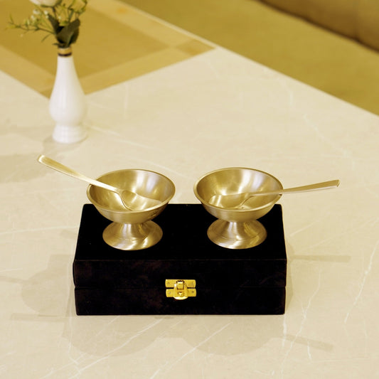 Bronze / Kansa Ice Cream Set with Velvet Box ( Set of 2 )
