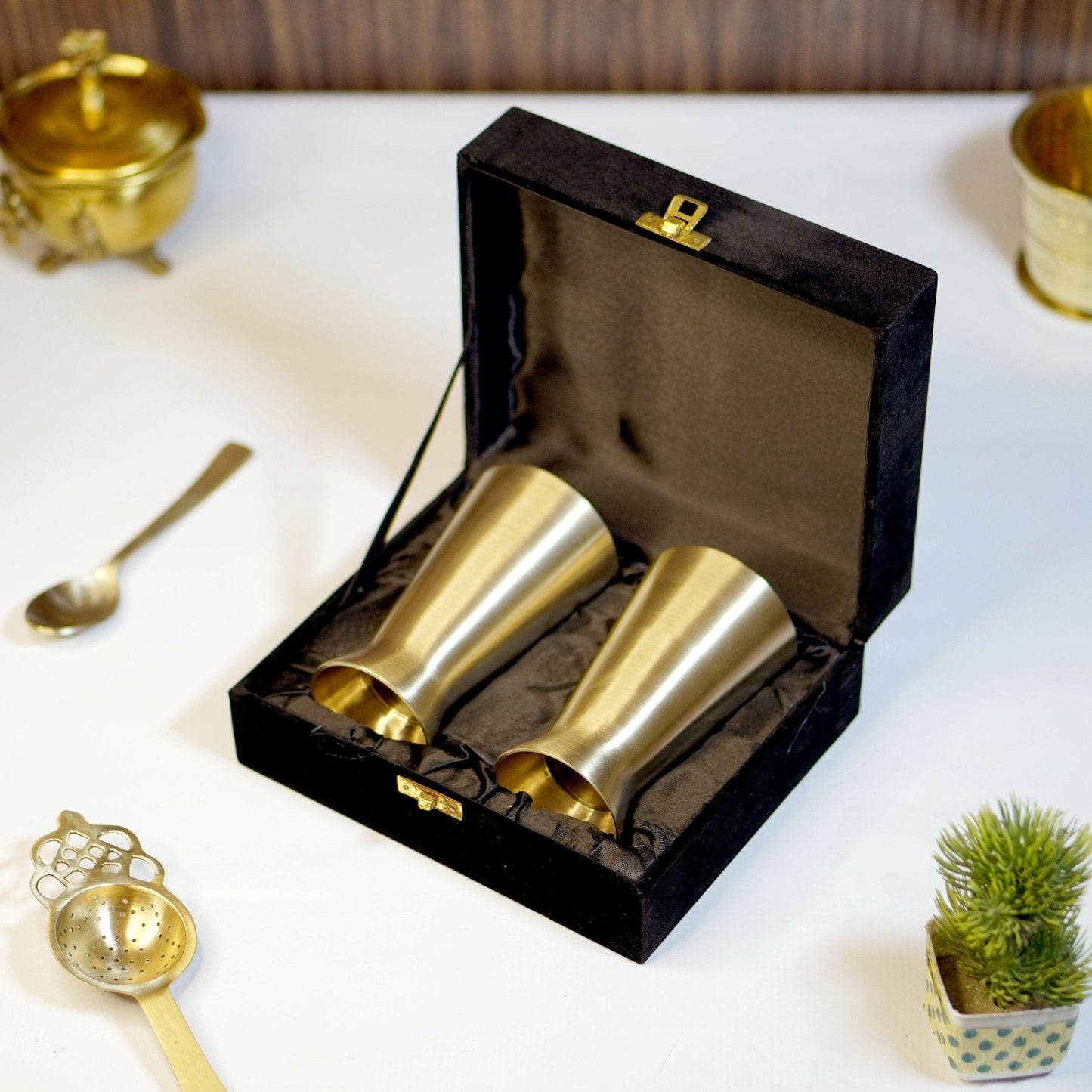Kansa Lassi Glass Set with Velvet Box