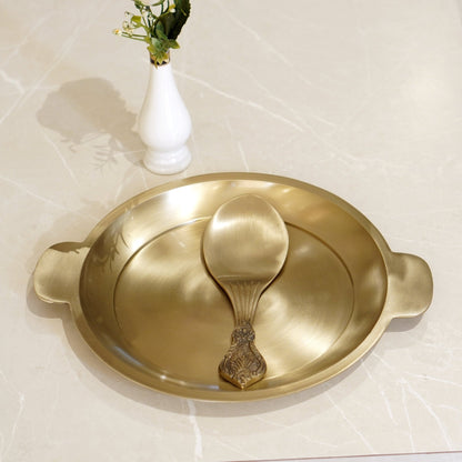Bronze / Kansa Rice Plate with Rice Serving Spoon