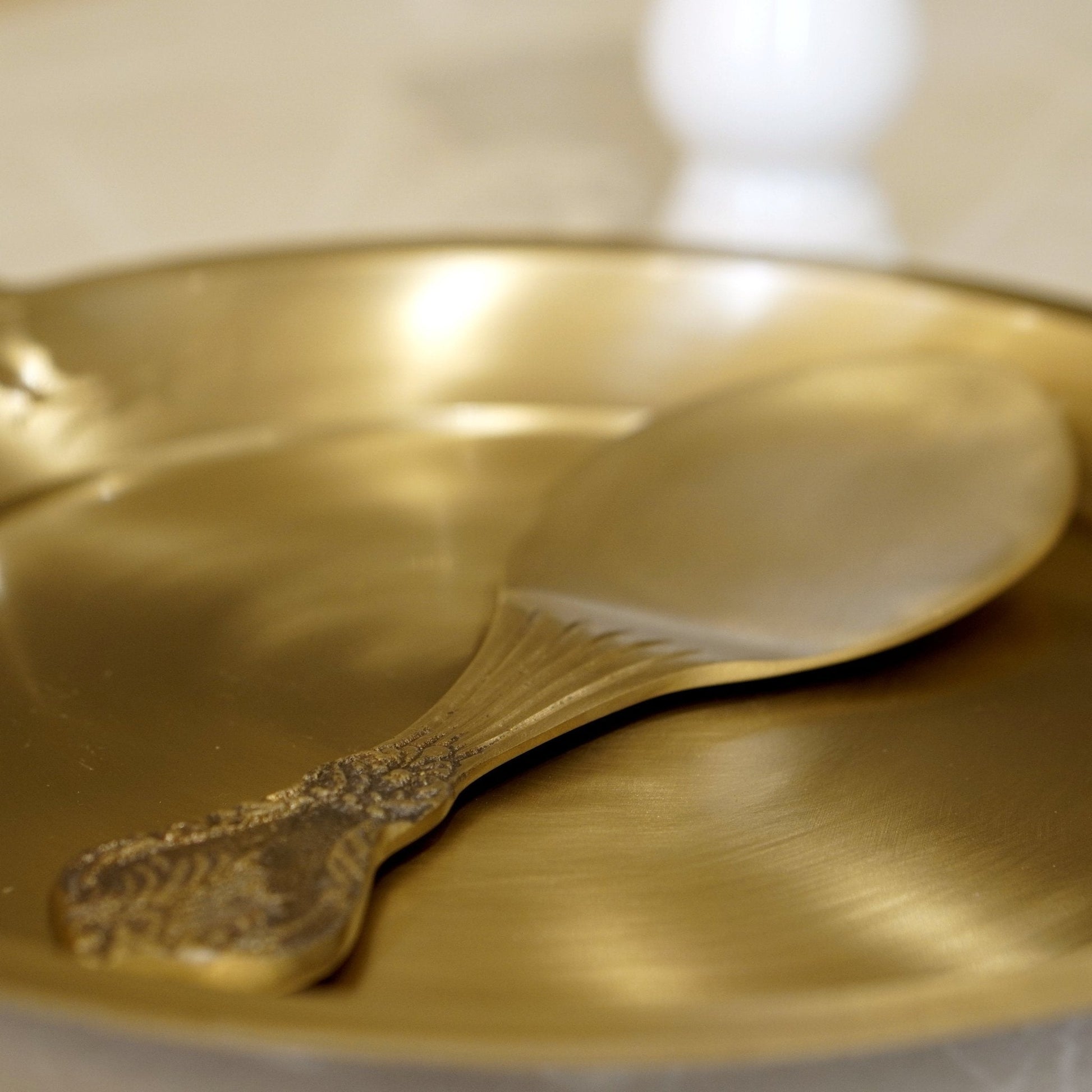 Bronze / Kansa Rice Plate with Rice Serving Spoon