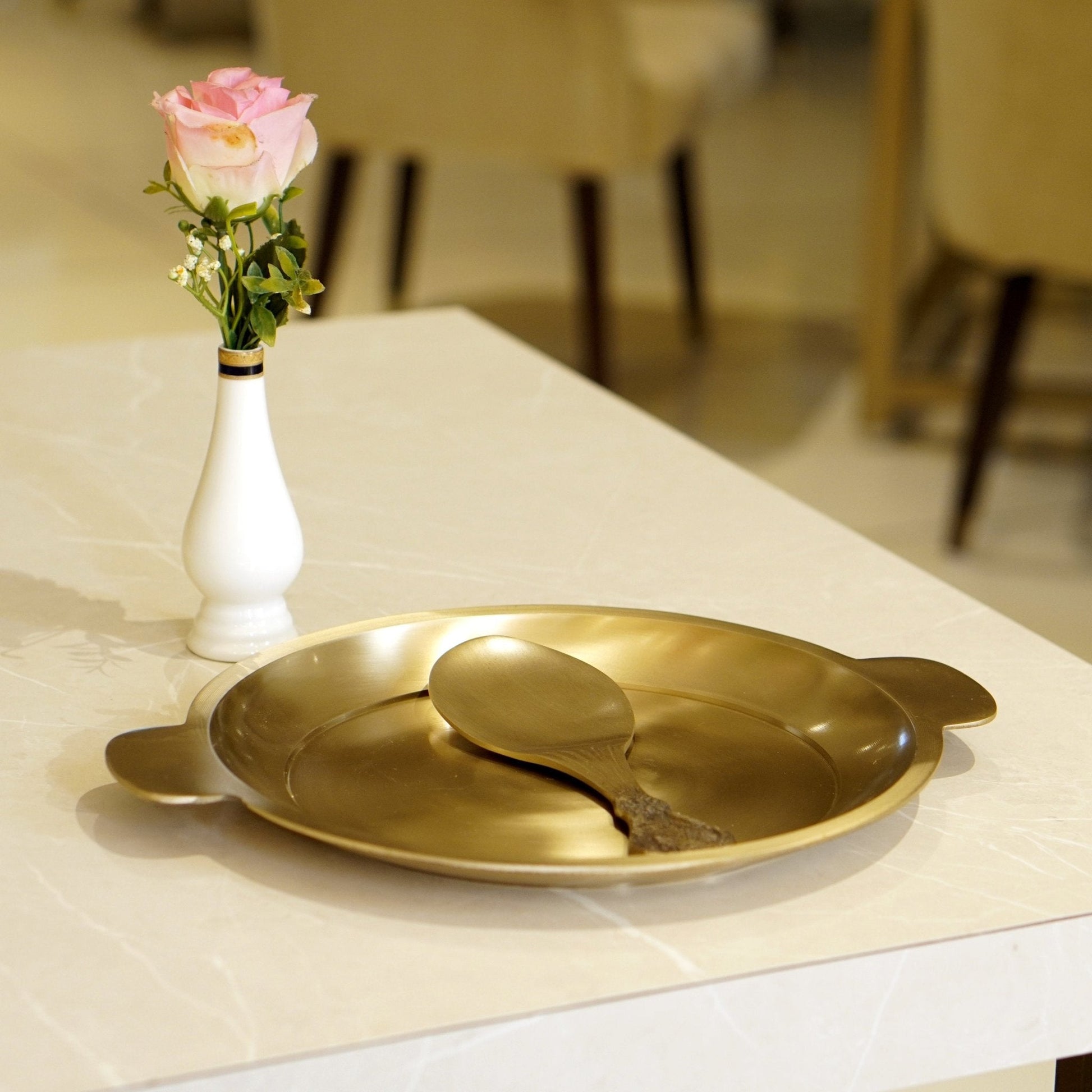 Bronze / Kansa Rice Plate with Rice Serving Spoon