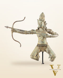 Bronze Lord Arjuna Shooting Arrow Bronze Statue | Indonesian Art