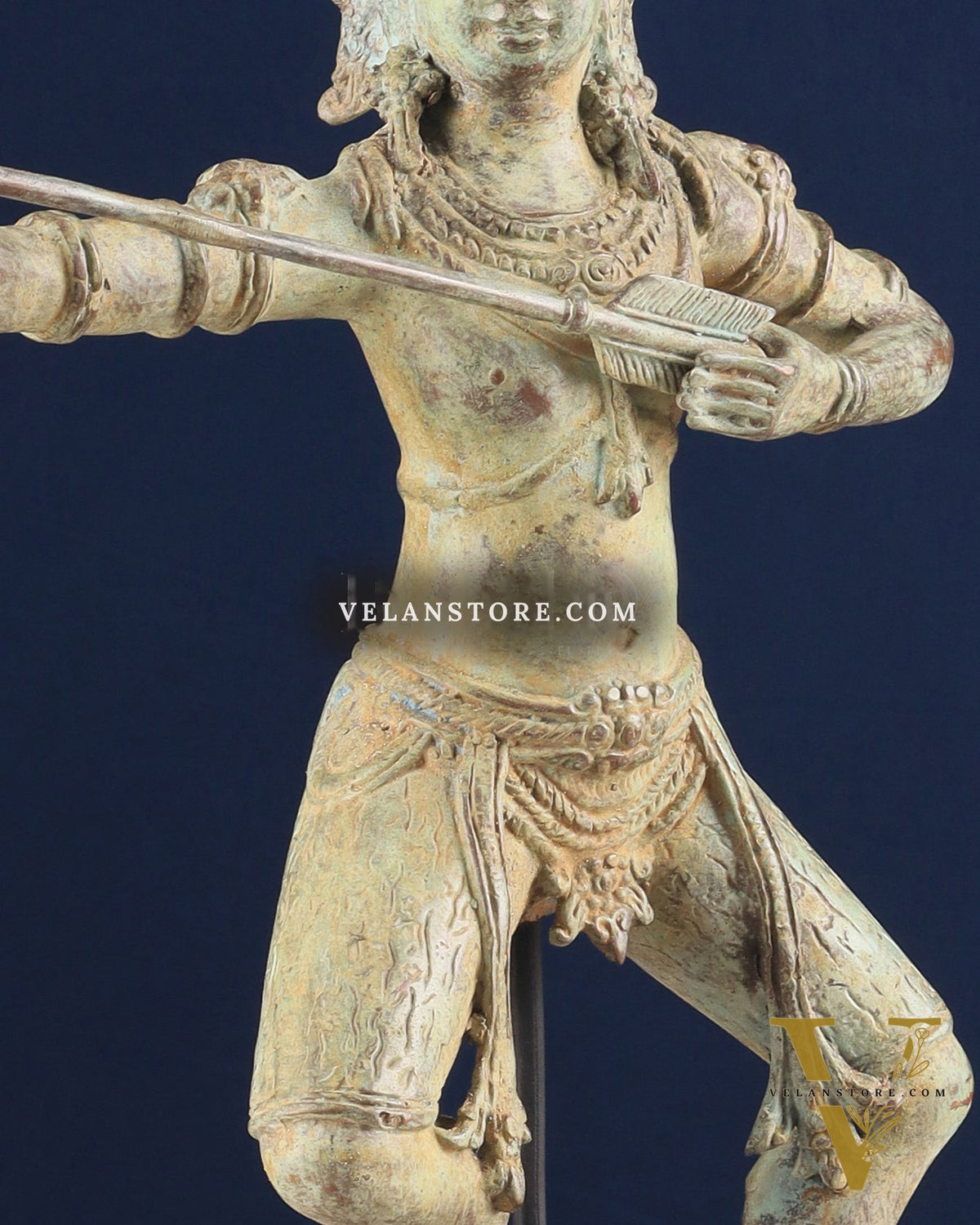 Bronze Lord Arjuna Shooting Arrow Bronze Statue | Indonesian Art