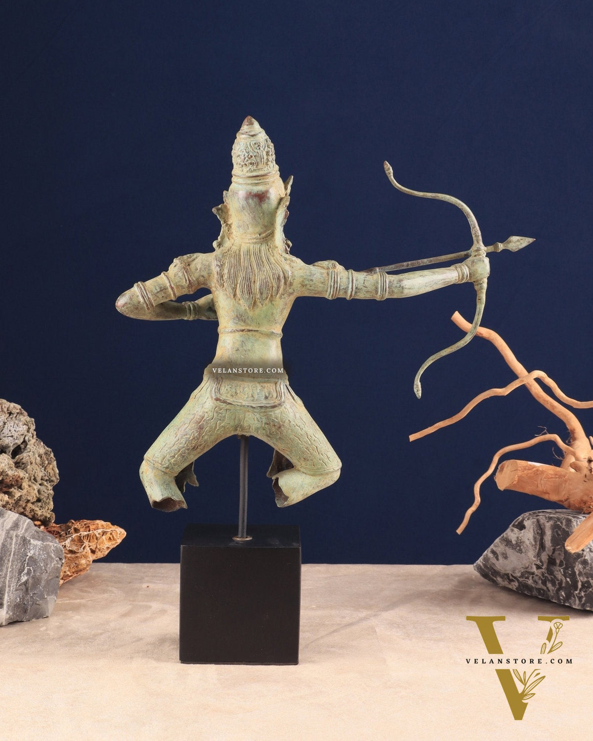 Bronze Lord Arjuna Shooting Arrow Bronze Statue | Indonesian Art