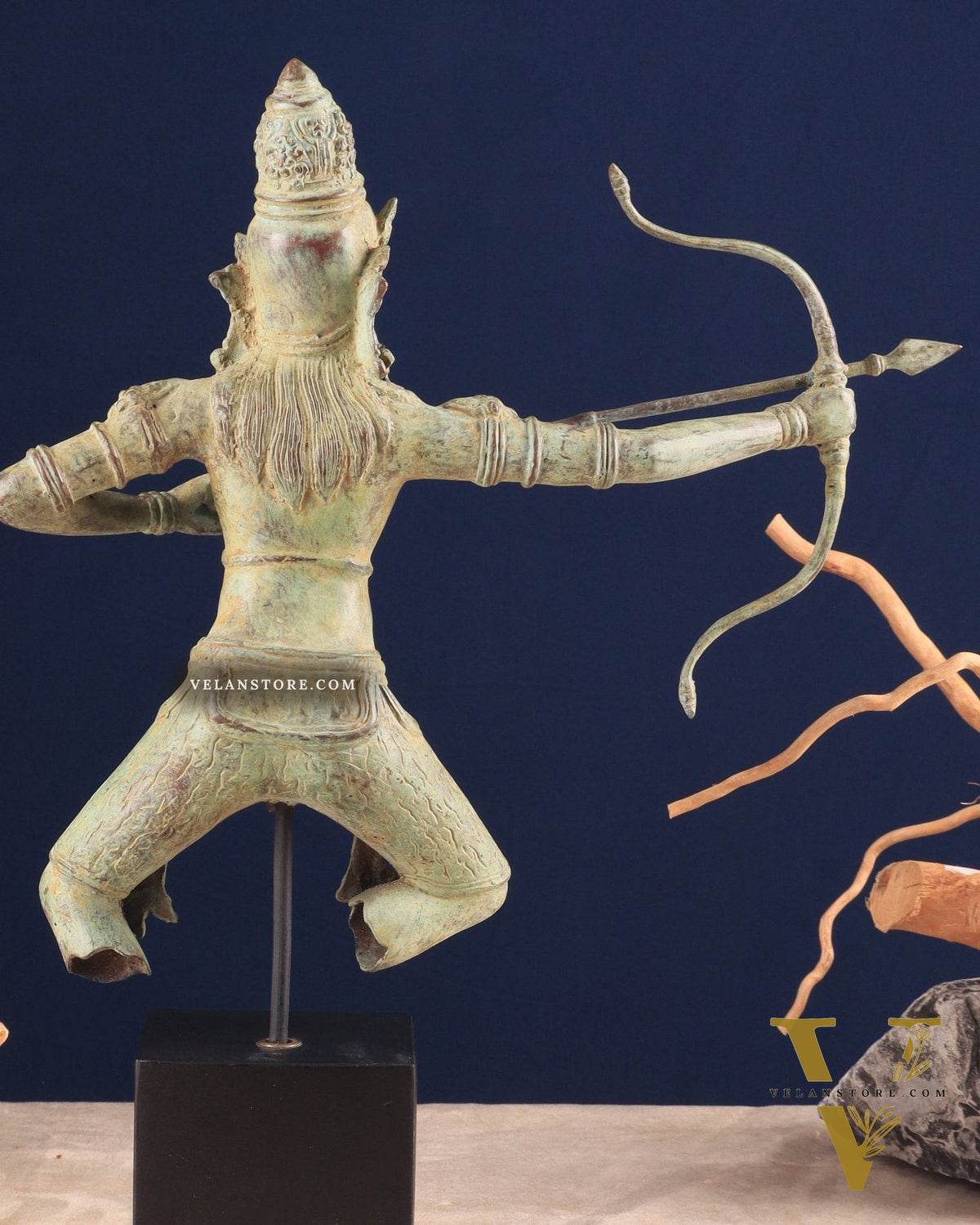 Bronze Lord Arjuna Shooting Arrow Bronze Statue | Indonesian Art