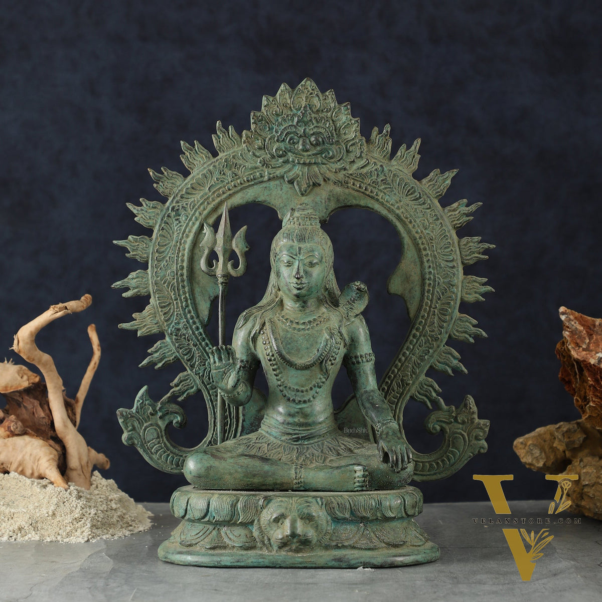 Bronze Lord Shiva Blessing Statue with Arch – 14" Height