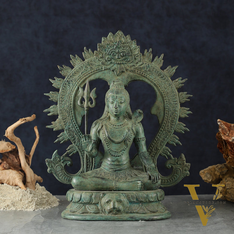 Bronze Lord Shiva Blessing Statue with Arch – 14" Height