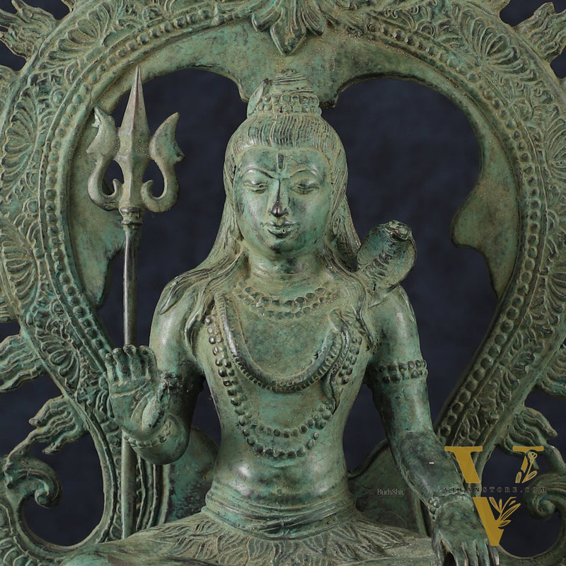 Bronze Lord Shiva Blessing Statue with Arch – 14" Height