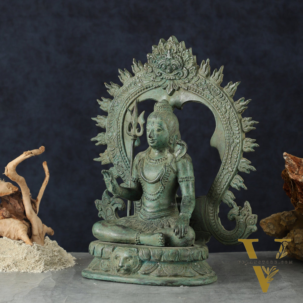 Bronze Lord Shiva Blessing Statue with Arch – 14" Height