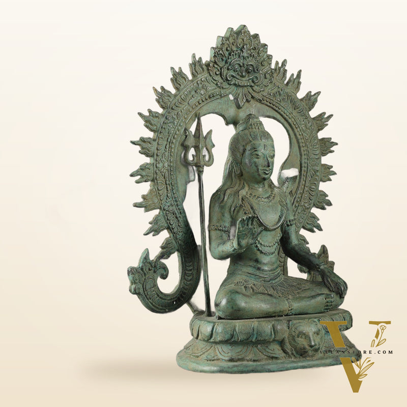 Bronze Lord Shiva Blessing Statue with Arch – 14" Height