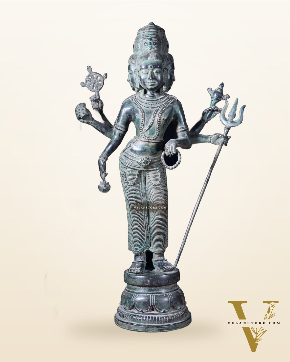 Bronze Standing Lord Brahma Statue 21.5"