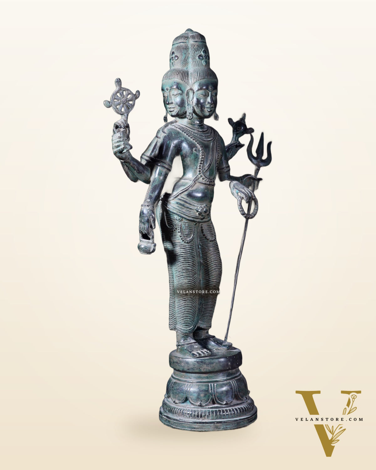 Bronze Standing Lord Brahma Statue 21.5"