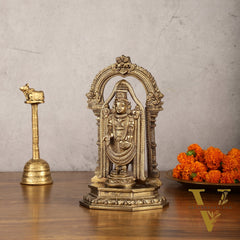 Bronze Tirupati Balaji Statue with Prabhavali - 9 Inch | Authentic