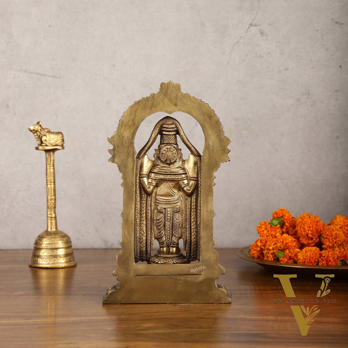 Bronze Tirupati Balaji Statue with Prabhavali - 9 Inch | Authentic