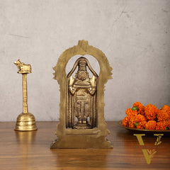 Bronze Tirupati Balaji Statue with Prabhavali - 9 Inch | Authentic