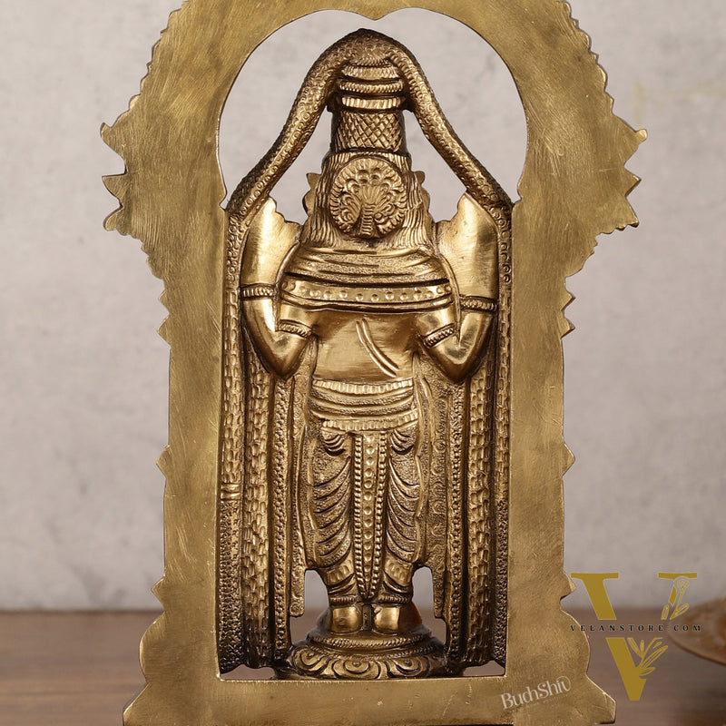 Bronze Tirupati Balaji Statue with Prabhavali - 9 Inch | Authentic