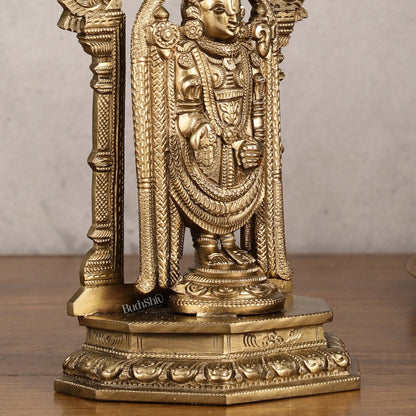 Bronze Tirupati Balaji Statue with Prabhavali - 9 Inch | Authentic
