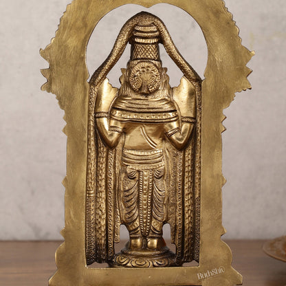 Bronze Tirupati Balaji Statue with Prabhavali - 9 Inch | Authentic