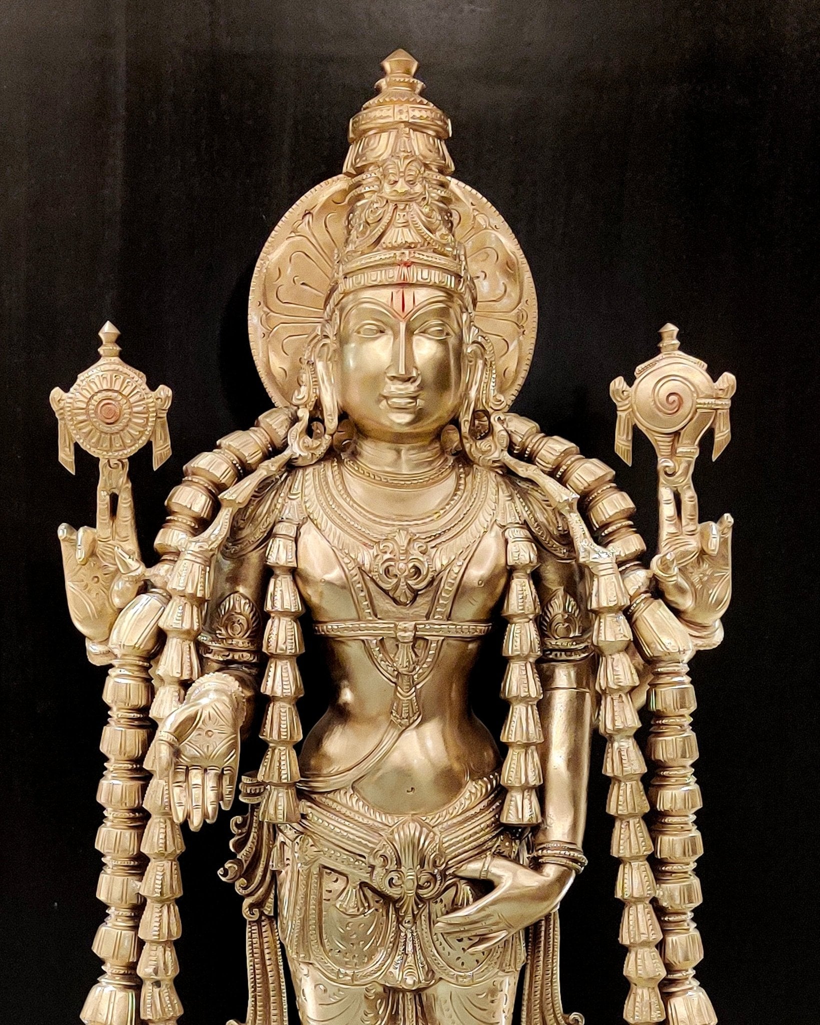 Bronze Vishnu Statue with Dashavatar 35"