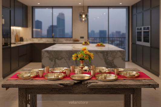 Royal Dinner set of 56 Pcs Purely Kansa Dinner set Perfect For Family Festival