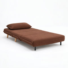 Modern Single Seater Daybed Sofa Come Bed, Brown Fabric Convertible Sleeper Chair, Fold-Out Sofa Bed for Bedroom, Guest Room & Small Spaces