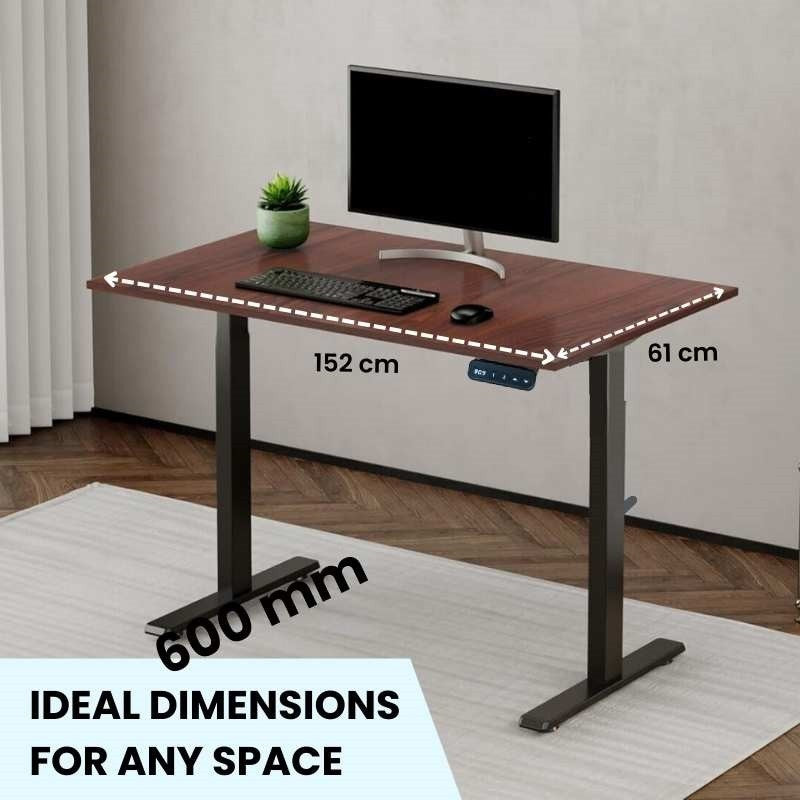 Zenithium brown sit & stand desk with black legs