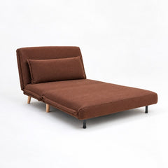 Modern Single Seater Daybed Sofa Come Bed, Brown Fabric Convertible Sleeper Chair, Fold-Out Sofa Bed for Bedroom, Guest Room & Small Spaces