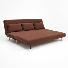 Modern 3 Seater Daybed Sofa Come Bed, Brown Fabric Fold-Out Sleeper Lounge, Convertible Sofa Bed for Living Room, Guest Room & Lounge