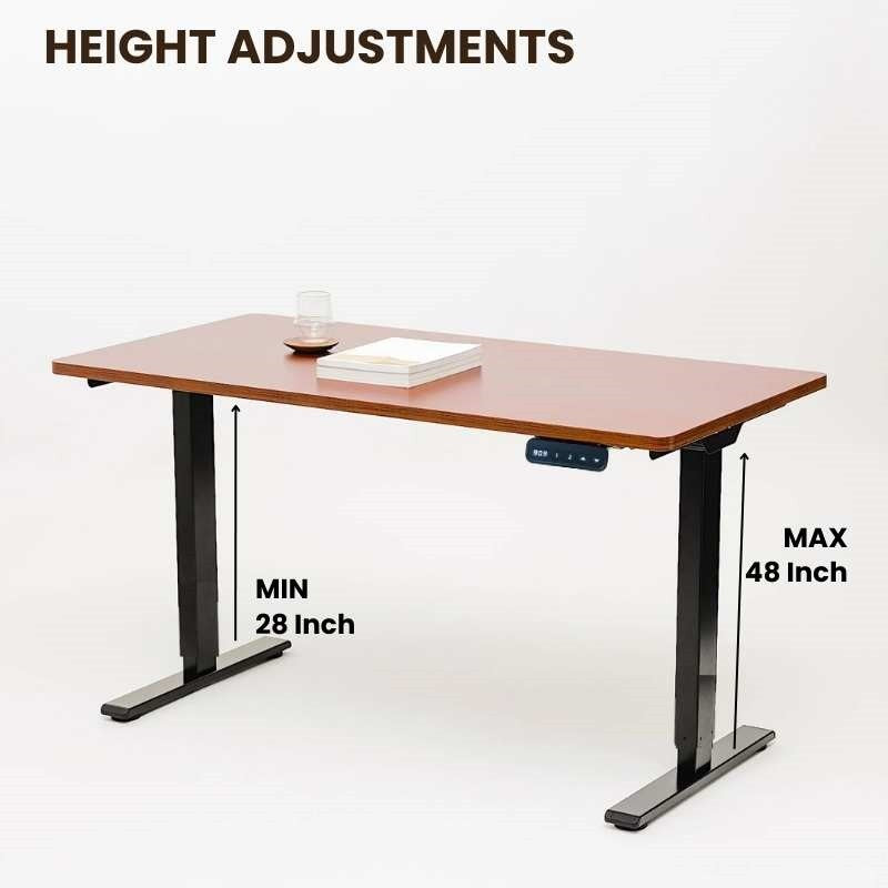 Zenithium brown sit & stand desk with black legs