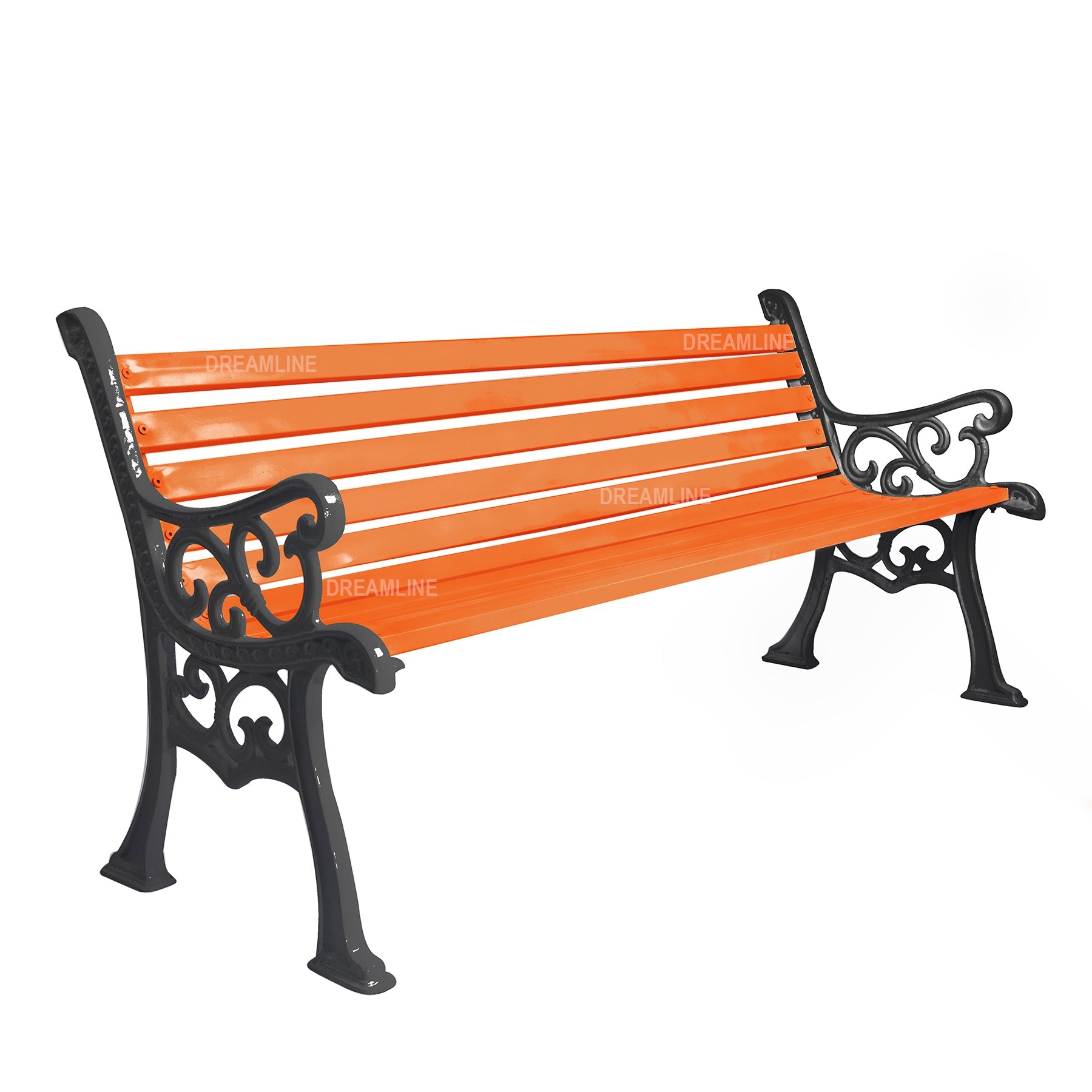 Crafty Cast Iron 3 Seater Garden Bench for Outdoor Park - (Black + Brown)