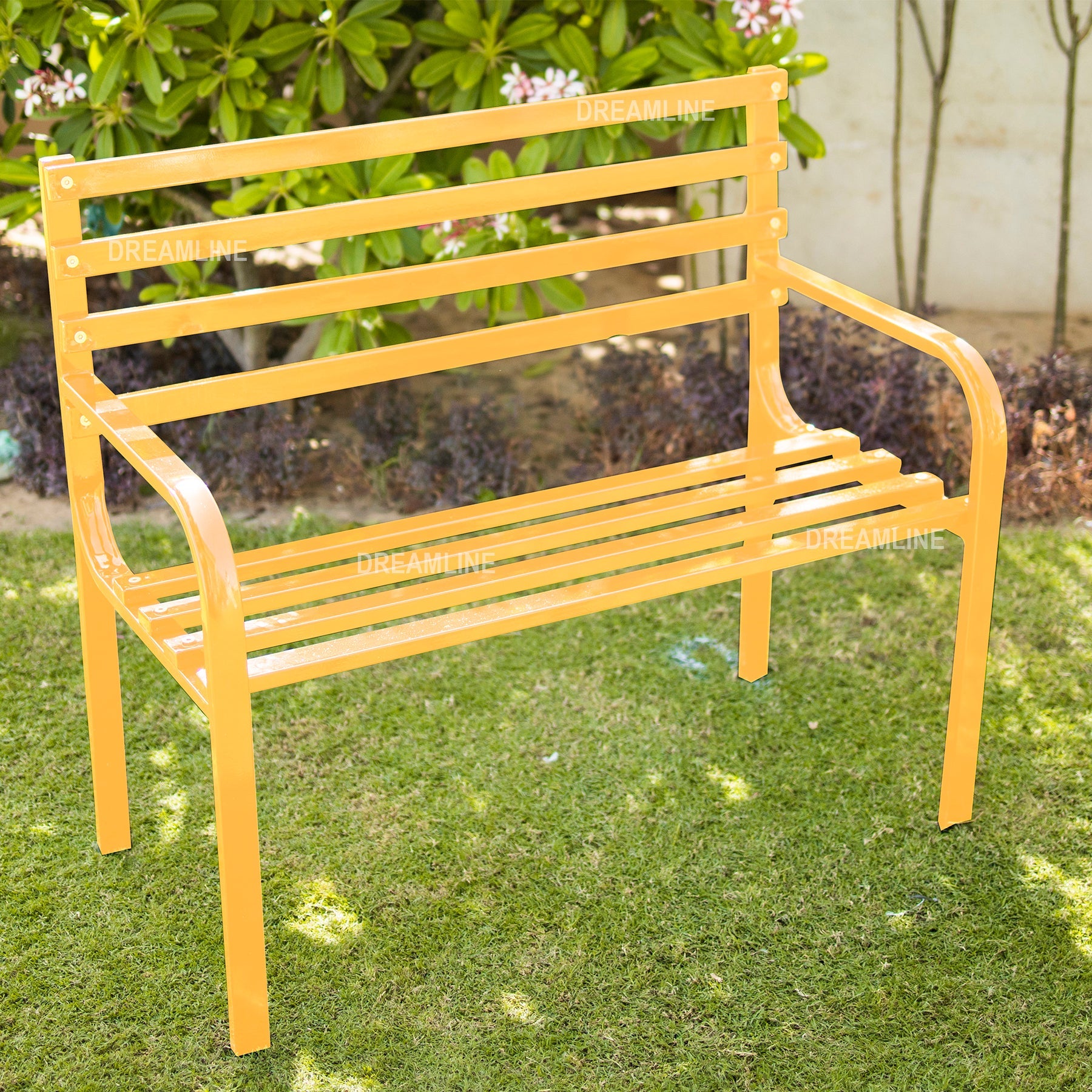 Spic Metal 2 Seater Garden Bench for Outdoor Park - (Yellow)