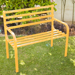 Spic Metal 2 Seater Garden Bench for Outdoor Park - (Yellow)