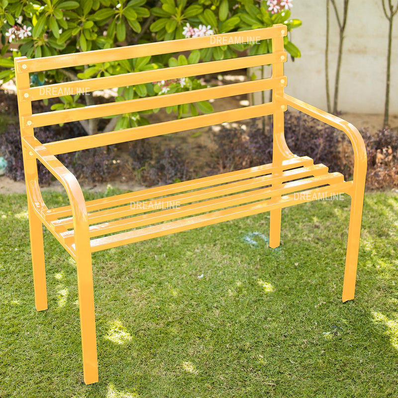 Spic Metal 2 Seater Garden Bench for Outdoor Park - (Yellow)